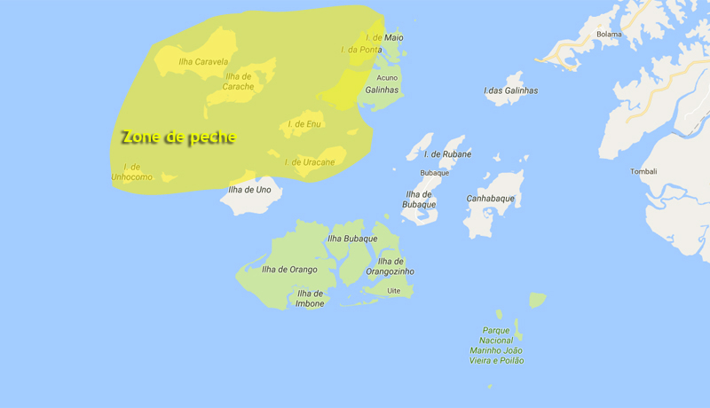 zone de peche autour Kere ile privée dans l'Archipel des Bijagos